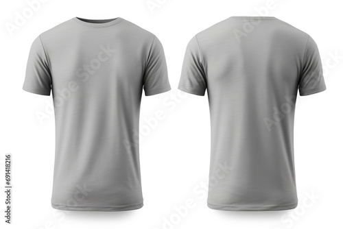 Men's grey blank T-shirt template two sides, mockup