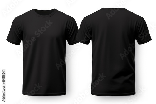 Men's black blank T-shirt template two sides, mockup