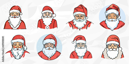 Klassische Lineart-Weihnachtsmann-in-rotem-Gewand Vektorgrafik-Bündel