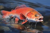 Magnificent Wild Fish with Open Mouth Gracefully Gliding in Pristine River Water