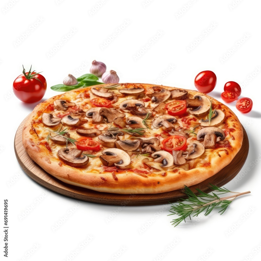Pizza with Mushrooms and Tomatoes