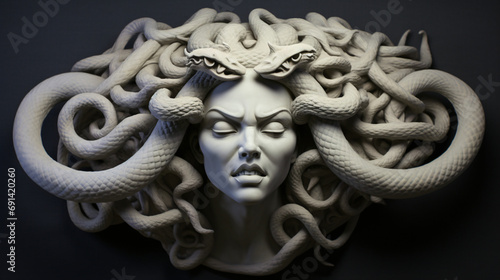 Revived sculpture of the gorgon medusa