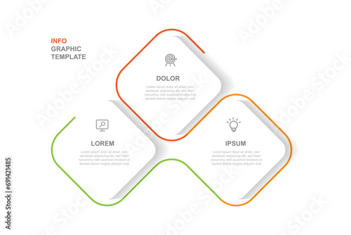 3 step line infographic template vector element with triangle concept.