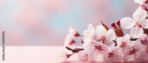 Close-up of blossoming sakura branch, spring time banner