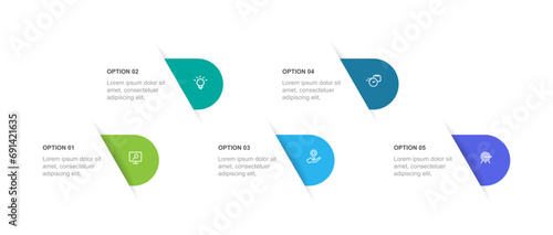 5 step process infographic template vector element with icons for presentation and business information 
