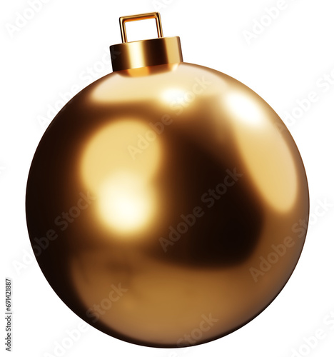 Big gold Christmas ball 3d render illustration. Christmas decoration.
