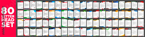 big mega collection of 80 business Letterhead design template for your project. mega bundle of Corporate business letter head design template with unique shape. business letterhead mega set.