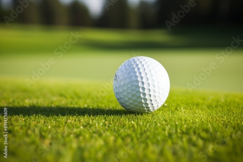 A close-up view of a golf ball perched on the tee