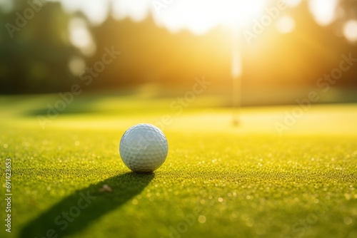 A close-up view of a golf ball perched on the tee