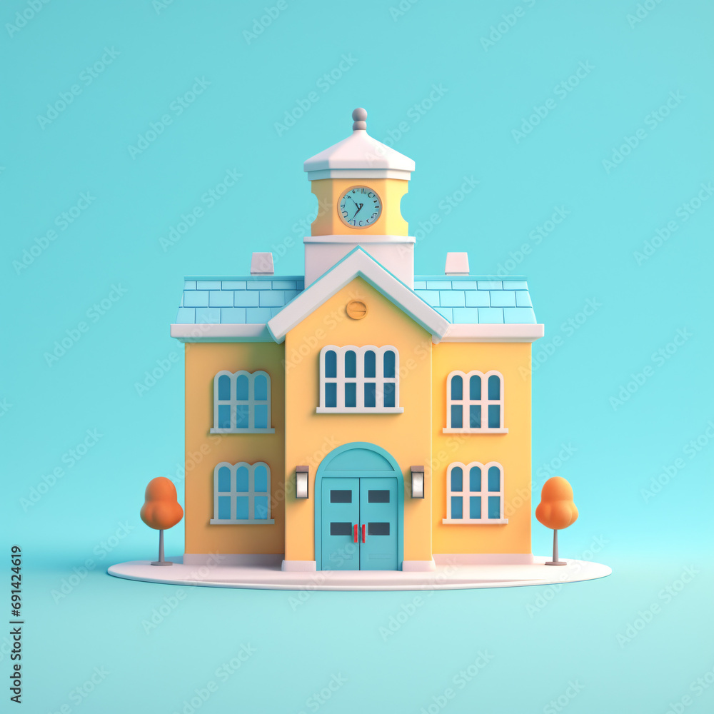 Cartoon style school building