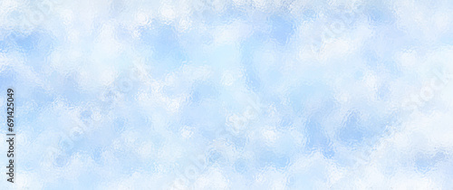 Blue winter vector art background for cover design, cards, flyer, poster, banner. Blur blue glass texture with bokeh. Hand drawn Christmas illustration. Merry Christmas! Frozen glass backdrop. Snow.