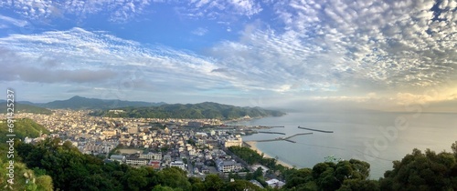 A view of Sumoto city and Sumoto Port from Mt. Mikuma on Awaji Island