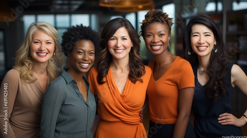 Portrait of cheerful multi ethnic women celebrating International Women's Day.