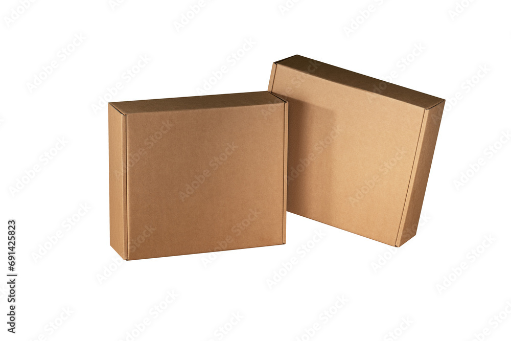 Mockup of a packaging box made of kraft brown cardboard without a logo Mockup of a packaging box made of kraft brown cardboard without a logo