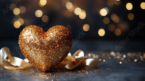 Sparkling Gold Heart Symbolizing Love for Valentines Day