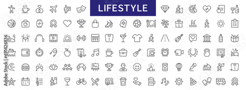 Lifestyle thin line icons set. Healthy lifestyle symbols collection. lifestyle icon. Vector photo