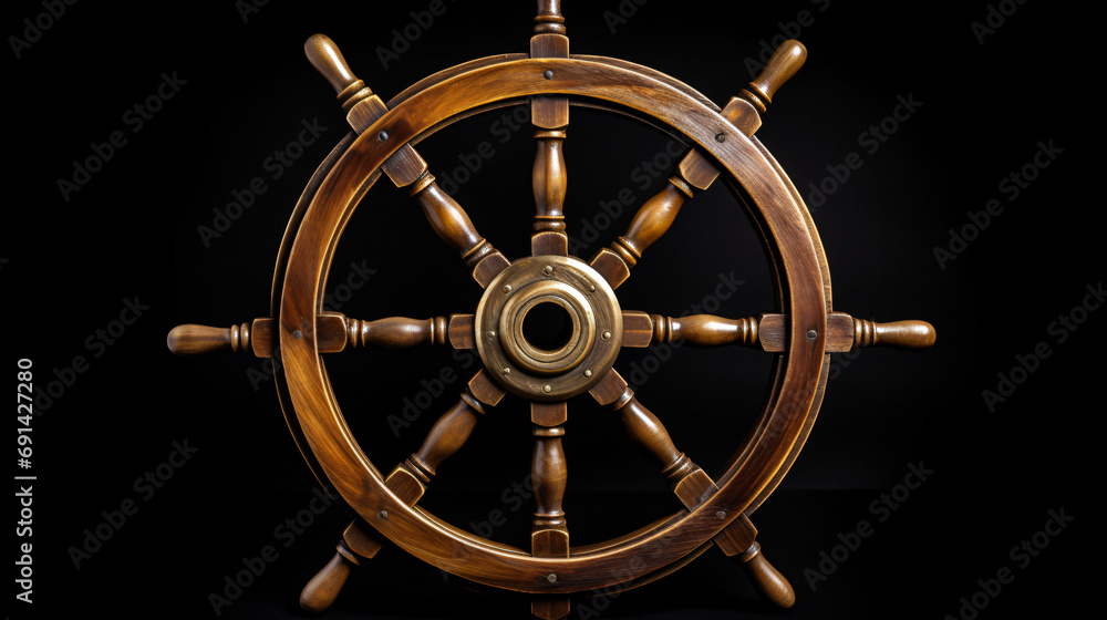 Ship wheel isolated on white background