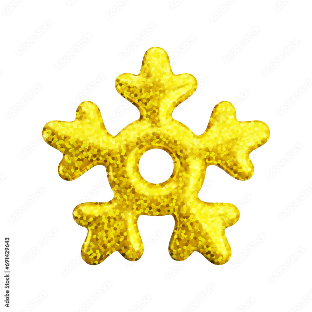 Vector 3d gold glitter snowflake icon on white background. Cute realistic Christmas, New year and winter shiny golden sparkling snow symbol. 3d render snowflake for print, decoration, greeting card Vector 3d gold glitter snowflake icon on white background. Cute realistic Christmas, New year and winter shiny golden sparkling snow symbol. 3d render snowflake for print, decoration, greeting card