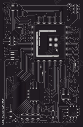 Digital communication circuit diagram. Vector illustration.