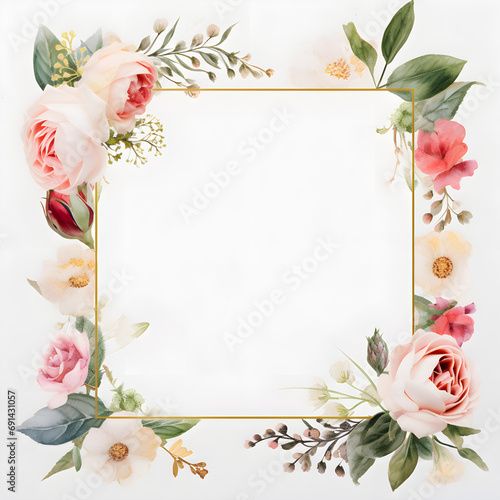 Un marco blanco rectangular con flores día de la madre photo