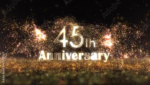 45th Anniversary Congratulations Banner, Golden Particles, Anniversary Greetings photo