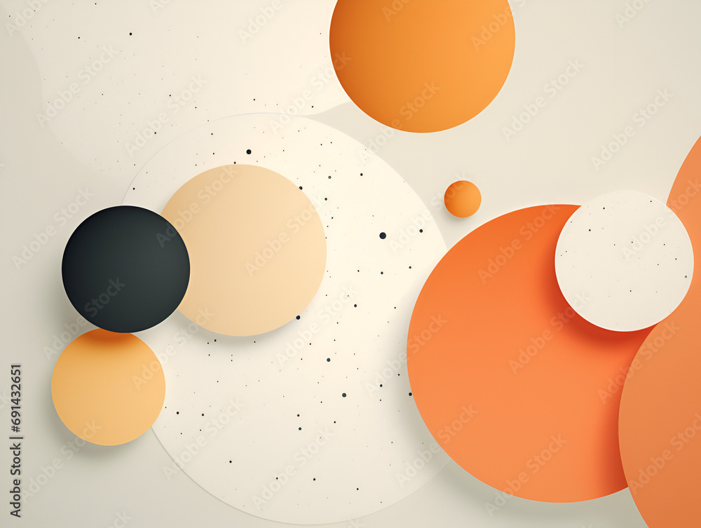 Abstract circles shape background in pastel orange and white colors