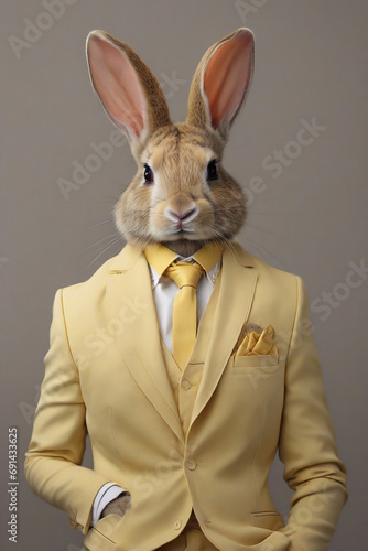 Fashionable bunny in a suit yellow monochrome portrait © Юлия Васильева