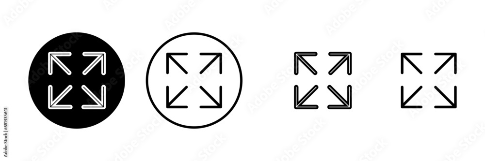 Fullscreen Icons set. Expand to full screen icon for apps and websites. Fullscreen sign icon. Arrows symbol Fullscreen Icons set. Expand to full screen icon for apps and websites. Fullscreen sign icon. Arrows symbol