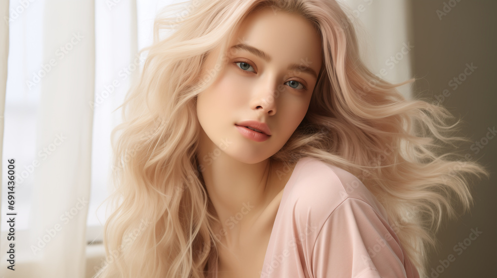 Beautiful face and portrait of woman with natural makeup, cosmetics and glow on skin. Headshot of female model with blonde hair and confidence for skincare wellness. Beautiful face and portrait of woman with natural makeup, cosmetics and glow on skin. Headshot of female model with blonde hair and confidence for skincare wellness.