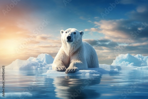 A polar bear on an ice floe. International Polar Bear Day Card