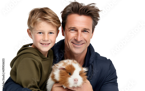 Generations Sharing Smiles Pets Involvement Isolated on a Transparent Background PNG.