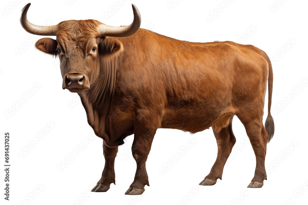 Fototapeta premium brown bull PNG isolated on white transparent background