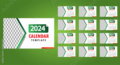 vector modern 2024 calendar template