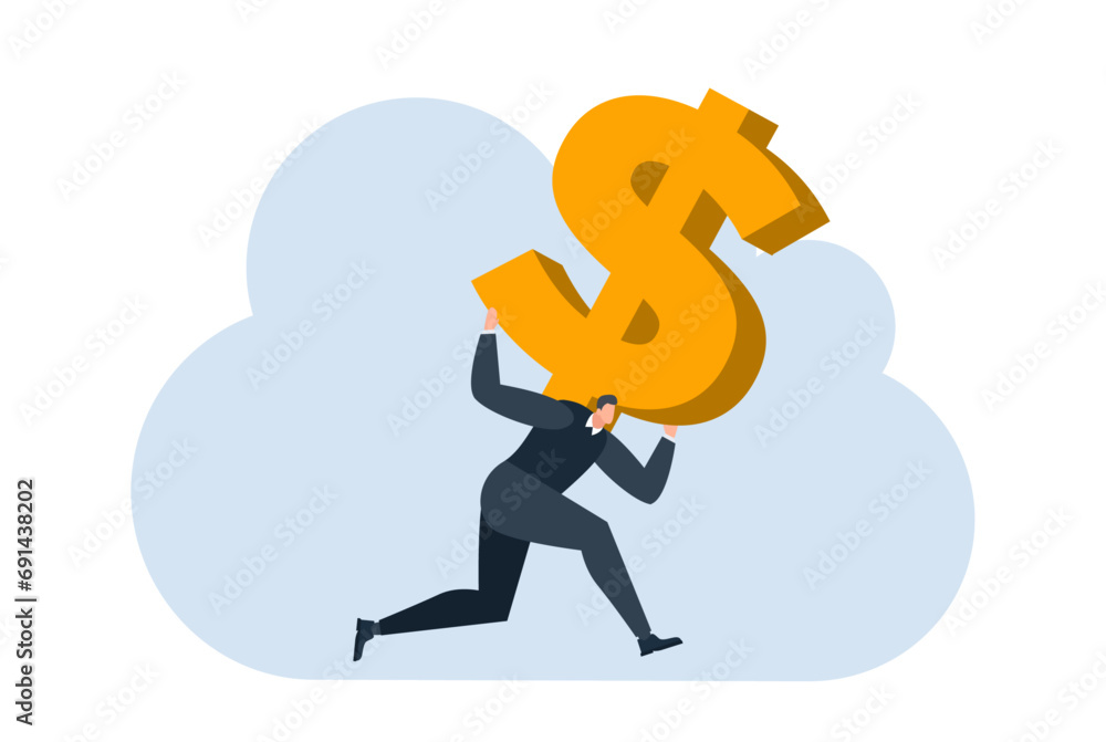 businessman with dollar money coin currency flat illustration businessman with dollar money coin currency flat illustration