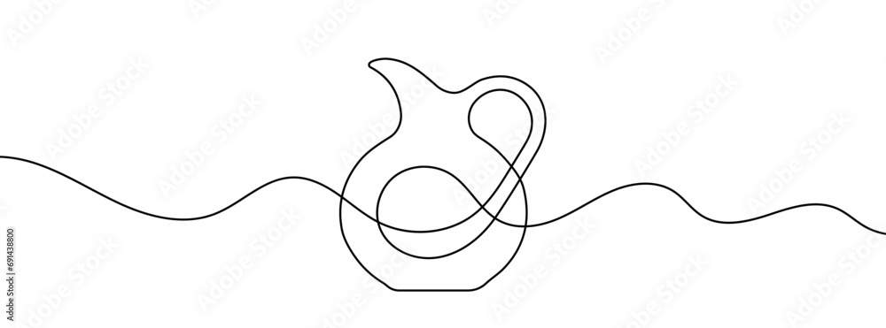 Continuous line drawing of jug. Single line decanter icon. Continuous line drawing of jug. Single line decanter icon.