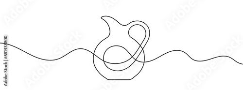 Continuous line drawing of jug. Single line decanter icon.