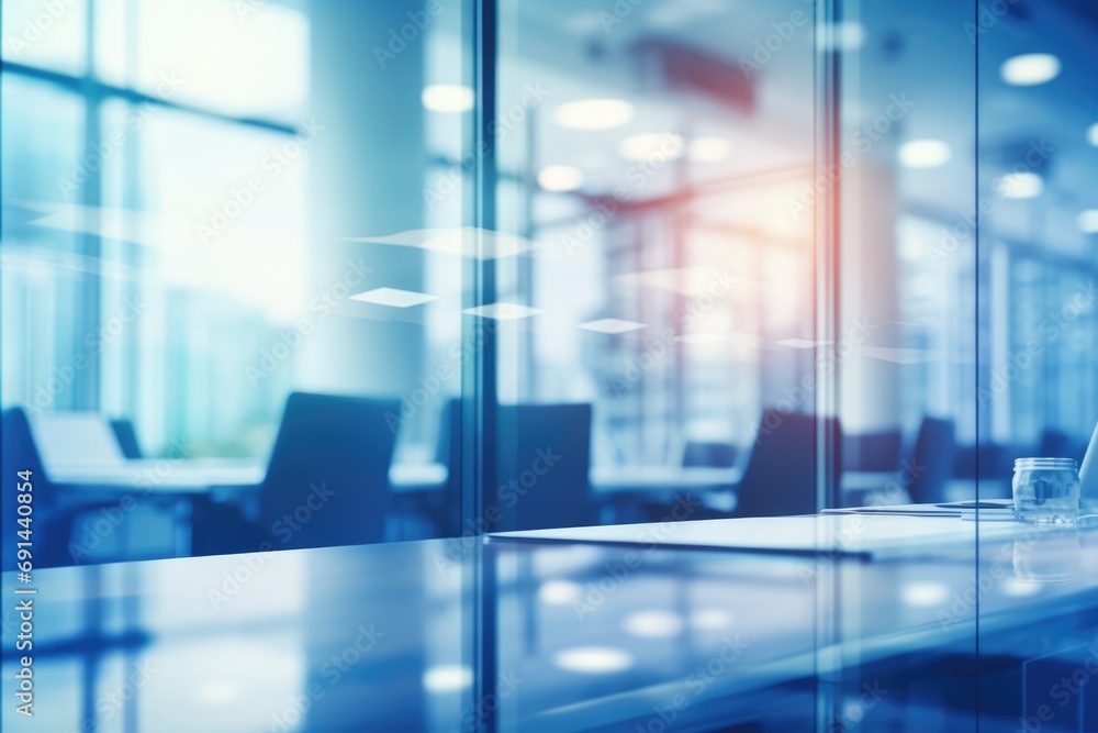 Light modern office interior blurred background of panoramic windows and beautiful lighting Light modern office interior blurred background of panoramic windows and beautiful lighting
