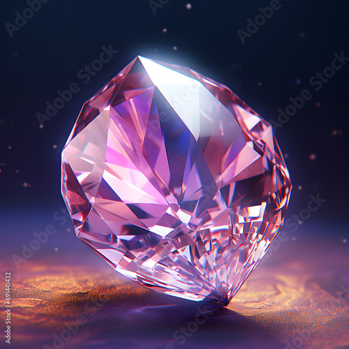 Shiny pink gem glowing beautifully