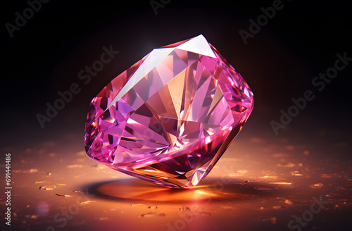 Shiny pink gem glowing beautifully