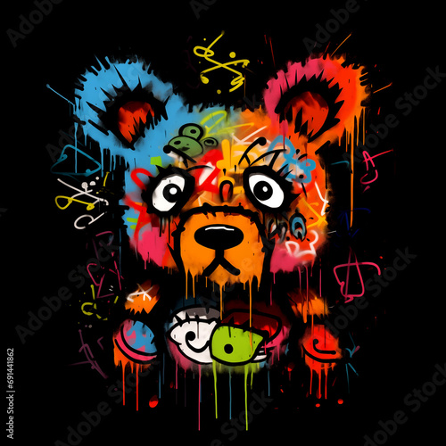 Teddy bear graffiti ilustration
