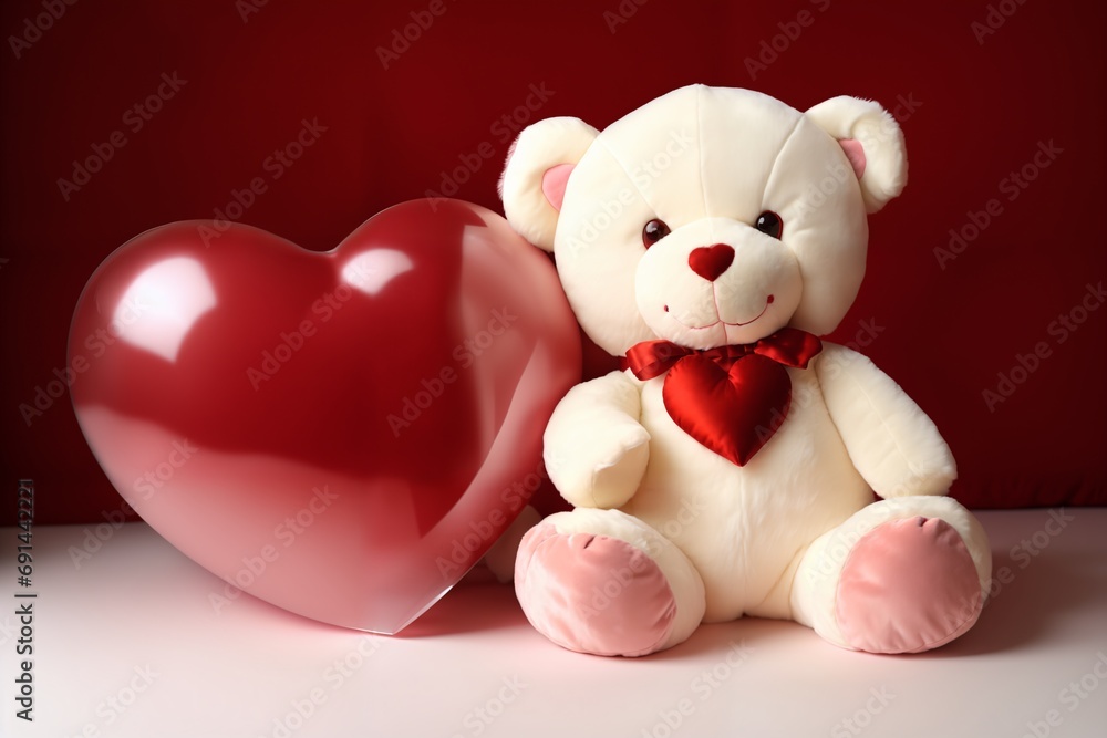 A cute teddy bear with a red heart. valentine's day. A cute teddy bear with a red heart. valentine's day.