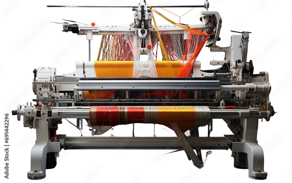 Warp Knitting Machine isolated on a transparent background.
