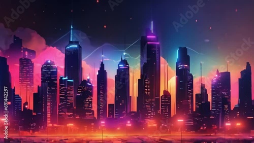 animated video of a city at night photo