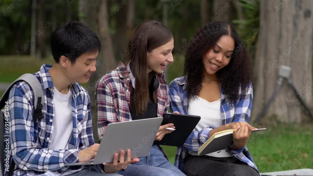 Group of students with books preparing for exams during holidays. Group of students with books preparing for exams during holidays.