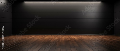 wood floor with dark black wall for present product © Onchira