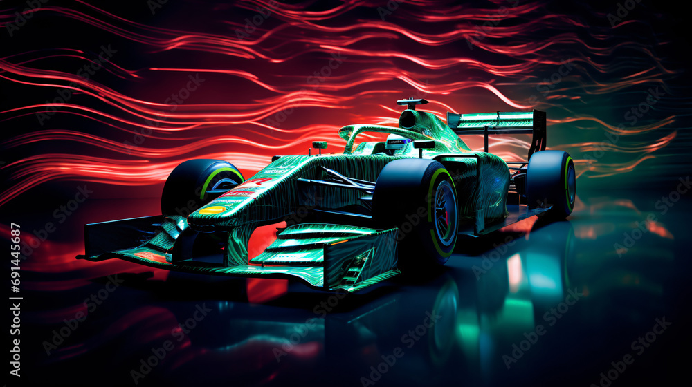 Formula One race car with light effect