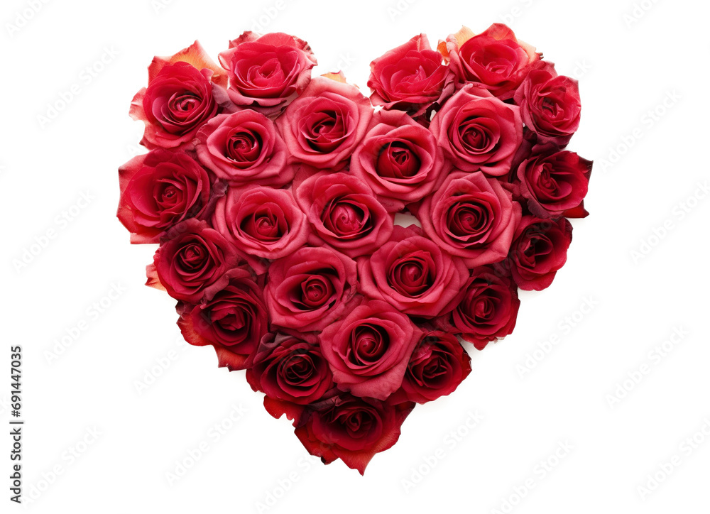 Red roses arranged in a happy heart shape isolated on transparent background Red roses arranged in a happy heart shape isolated on transparent background