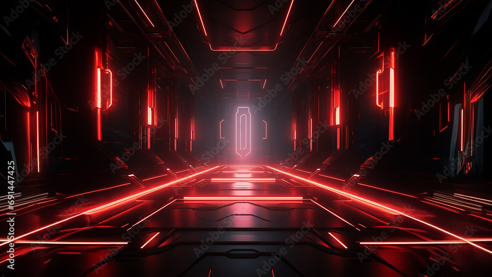 Futuristic dark gaming background with red neon lights Futuristic dark gaming background with red neon lights