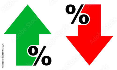 Percent arrow isolated icon in line style. Vector business concept.	