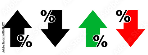 Percent arrow isolated icon in line style. Vector business concept.	